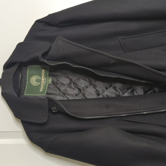 Weatherproof Classic Wool Blend Pea Coat Quilted Liner Black Men's M - Picture 2 of 15